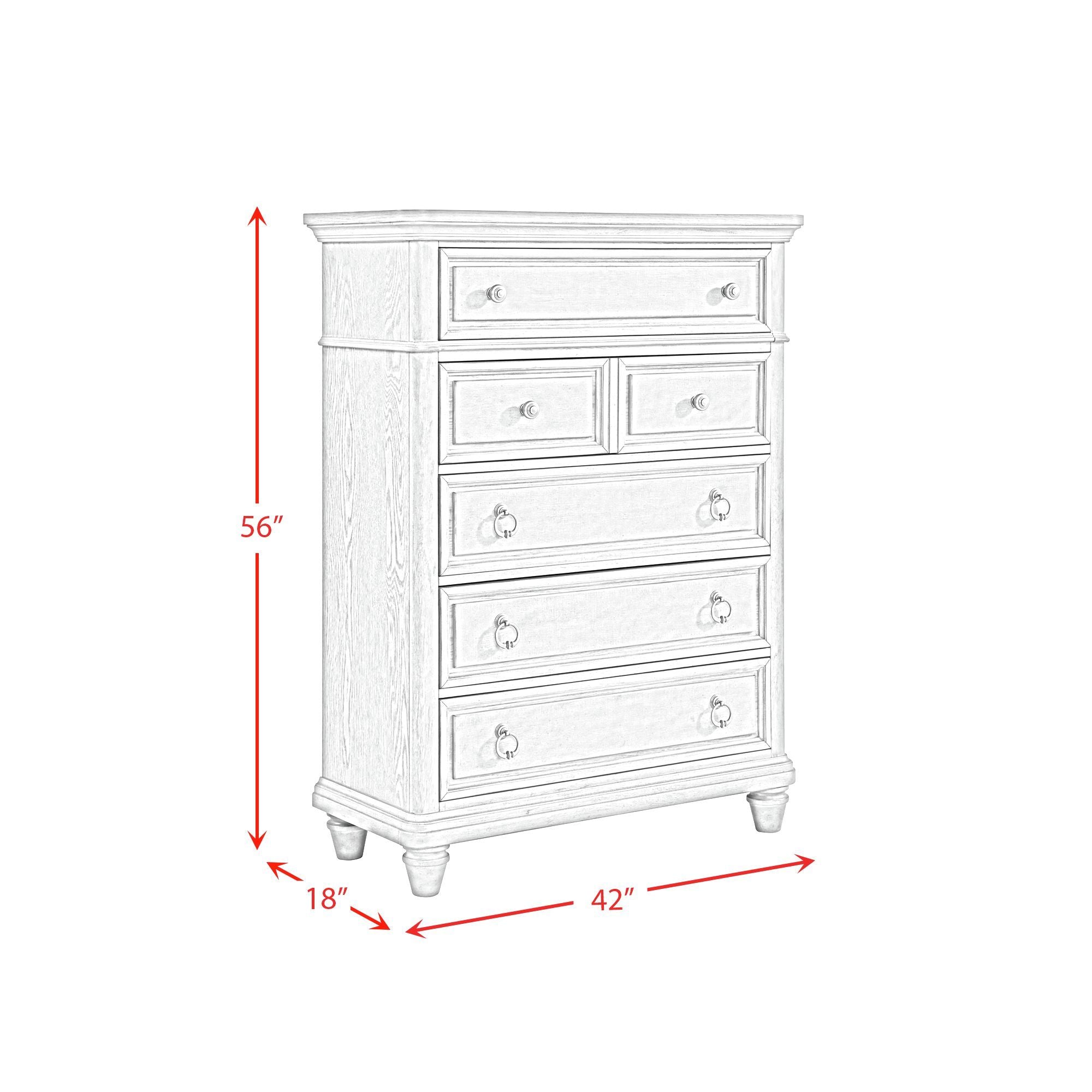 Whit-Ash - 5-Drawer Chest - Light Gray