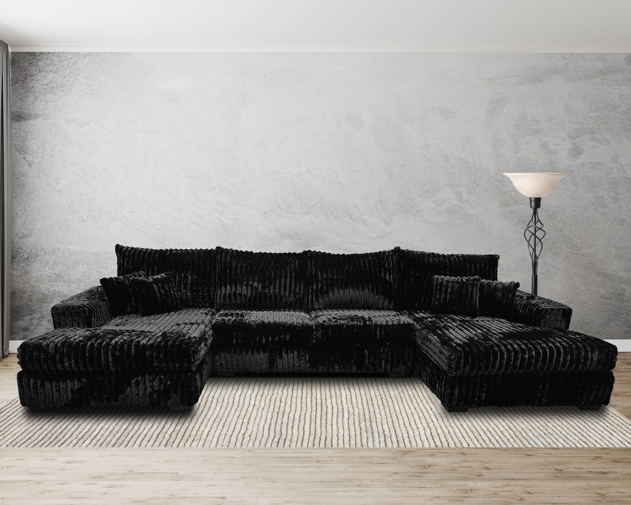 1008 Nashville Black Double Chaise Sectional 170 in Long
