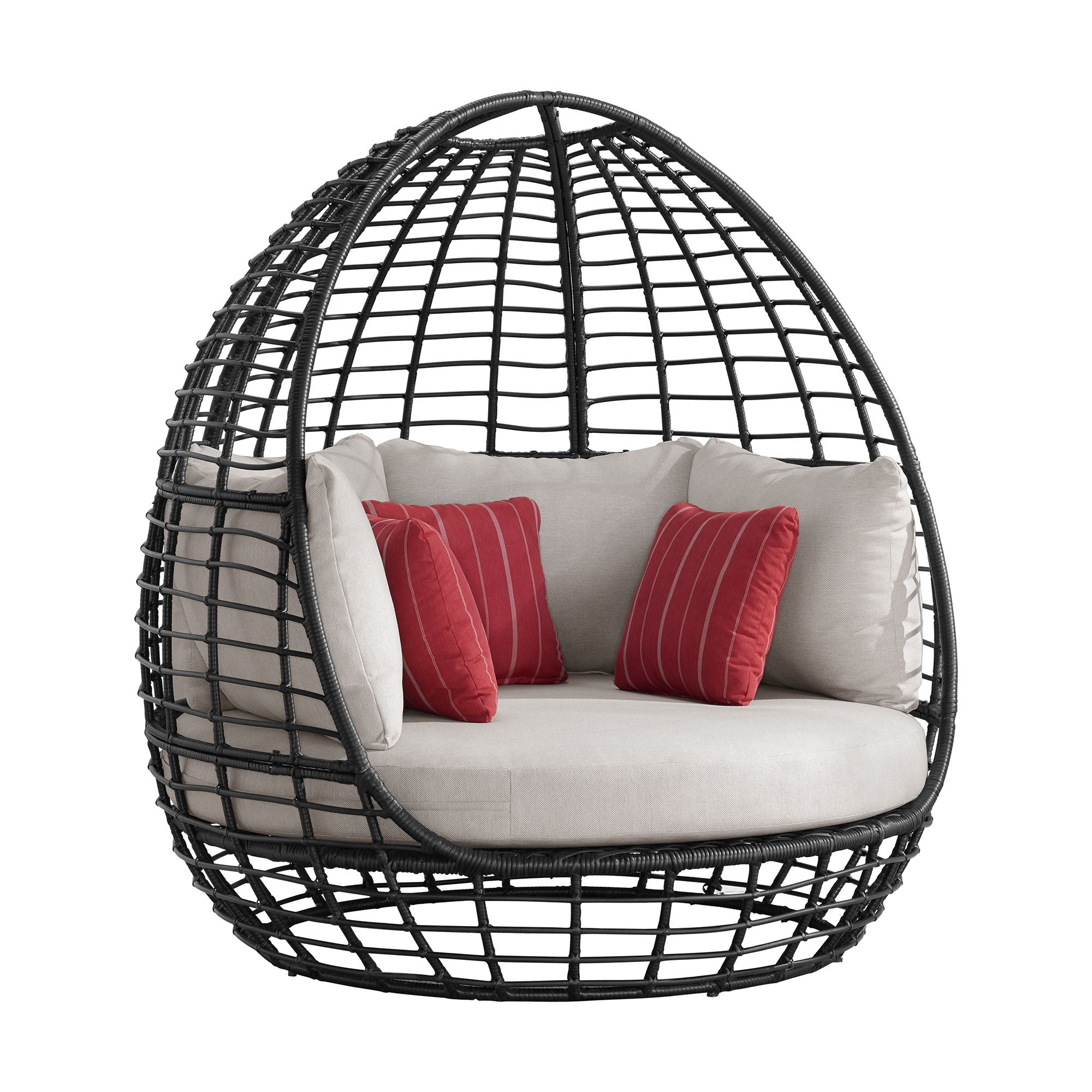 Playa - Twin Egg Chair With 3 Pillows - Dark Gray / Beige