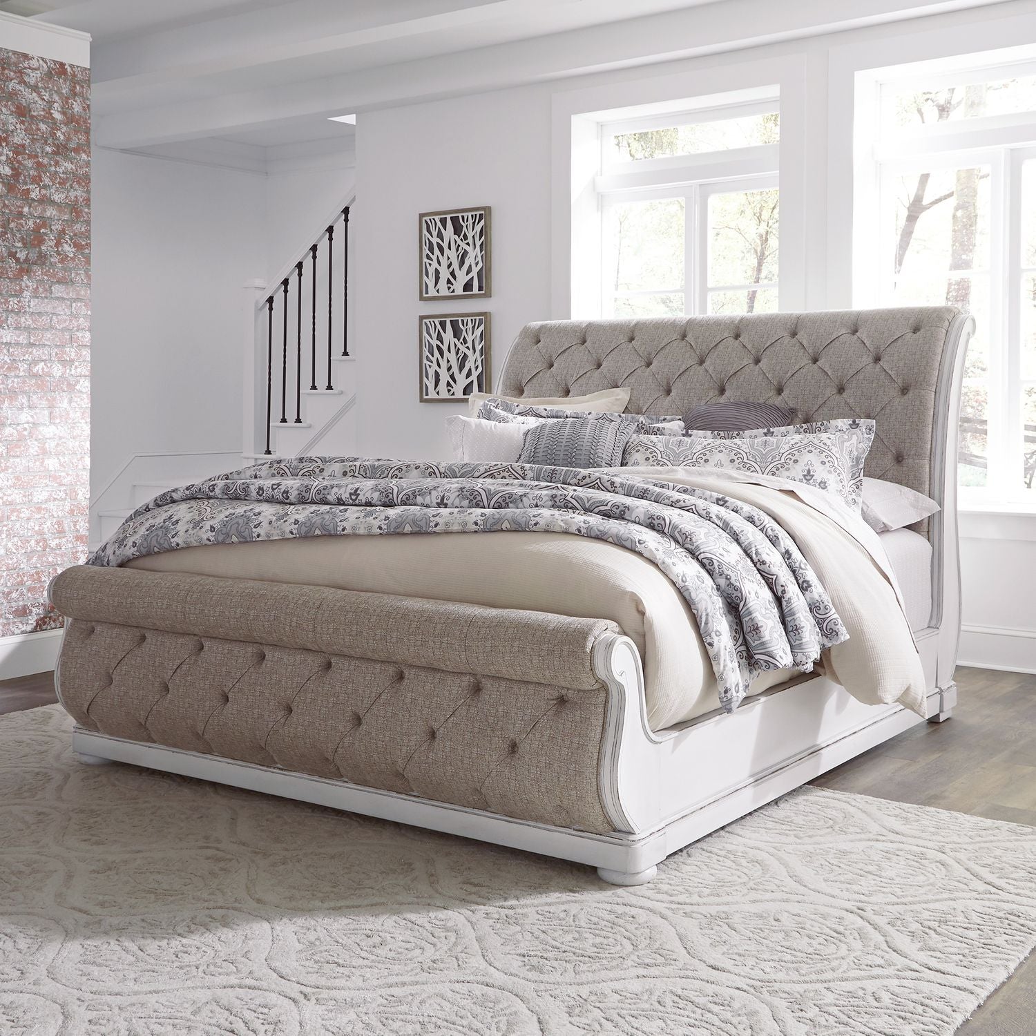 Magnolia Manor / Upholstered Sleigh Bed by Liberty Furniture