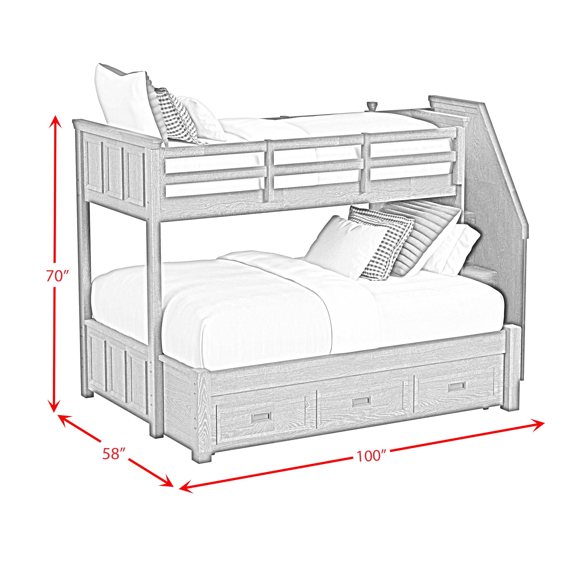 Hampton Kids - Bunk With Staircase And Trundle