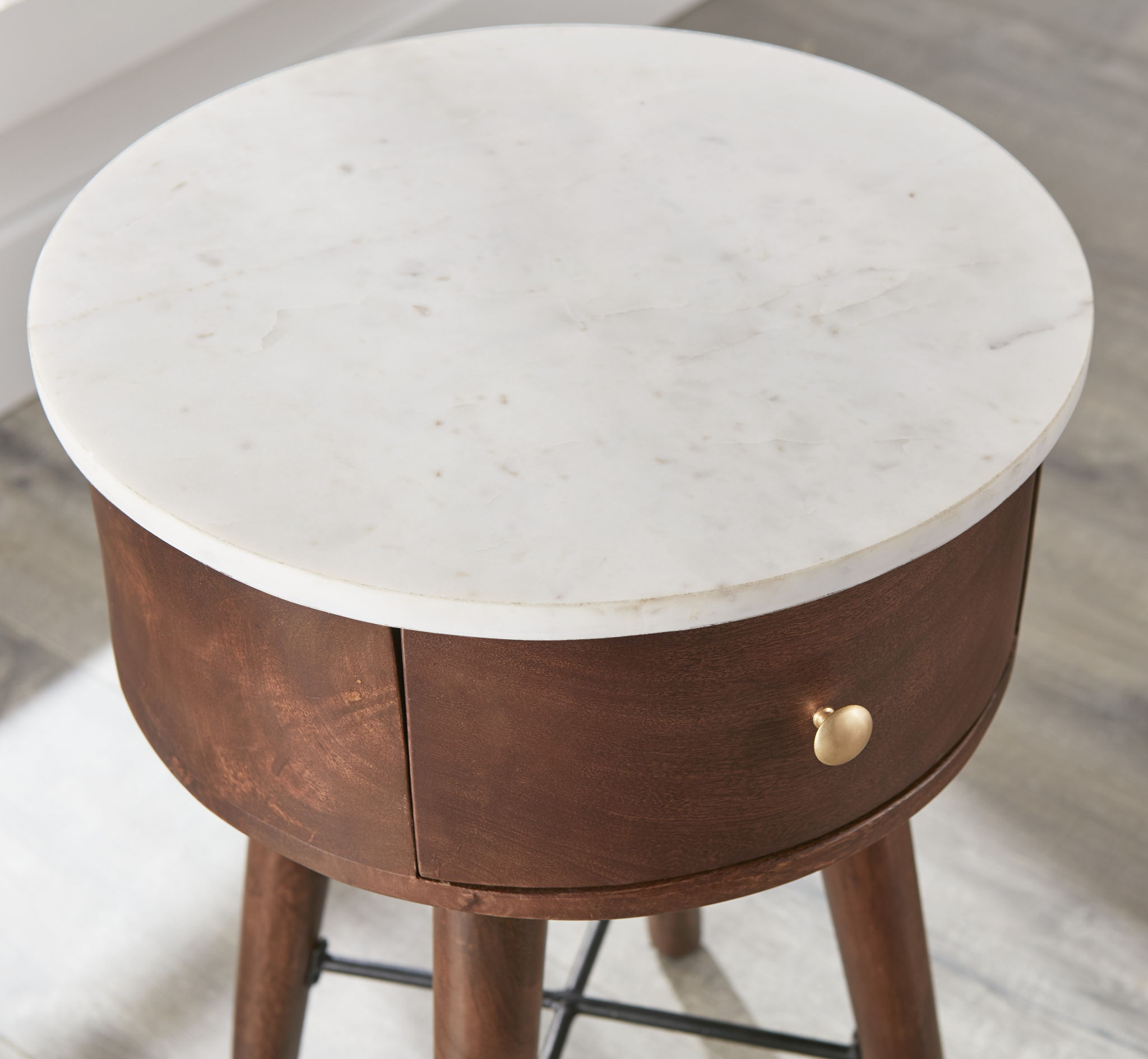 Bangalore - Marble Top Round End Table - White