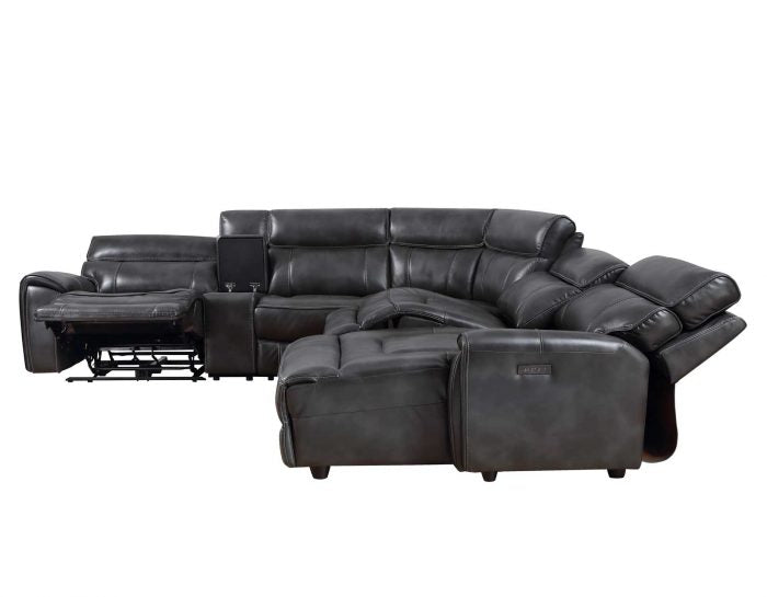 Provo Charcoal 6-Piece Dual-Power Chaise Sectional by Steve Silver