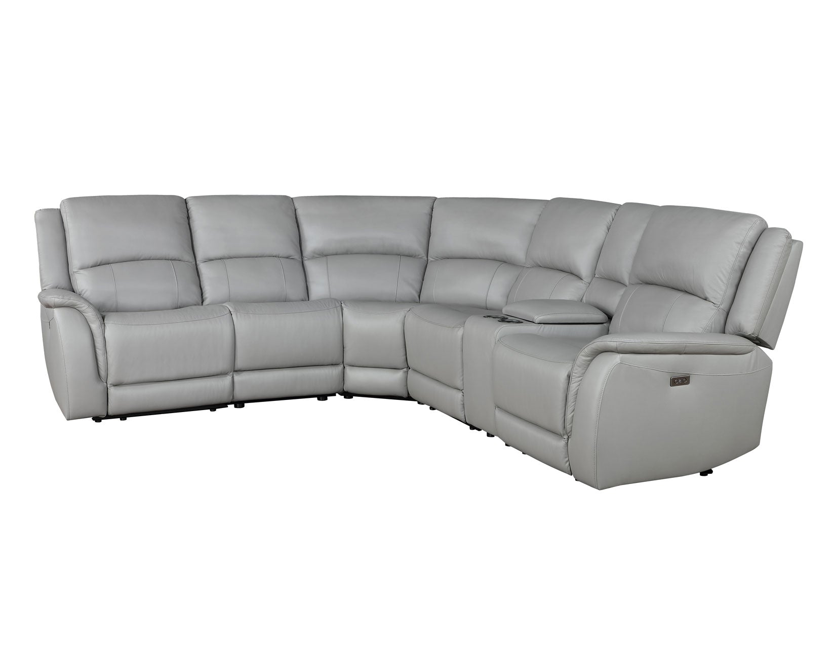 Alexandria Leather 6-Piece Power Reclining Set, Stone by Steve Silver