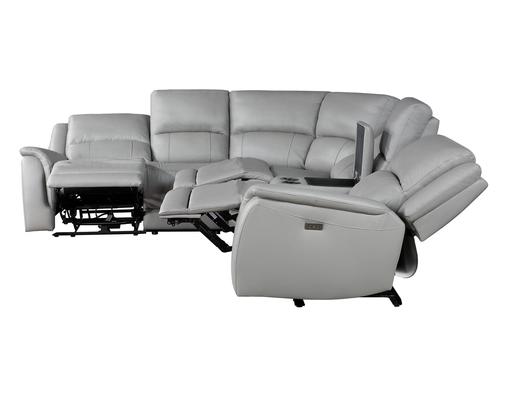 Alexandria Leather 6-Piece Power Reclining Set, Stone by Steve Silver