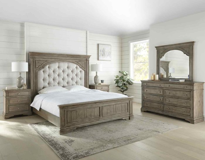 Crazy Low Price - Highland Park HP900 Driftwood Queen or King 4 Piece Bedroom Set by Steve Silver