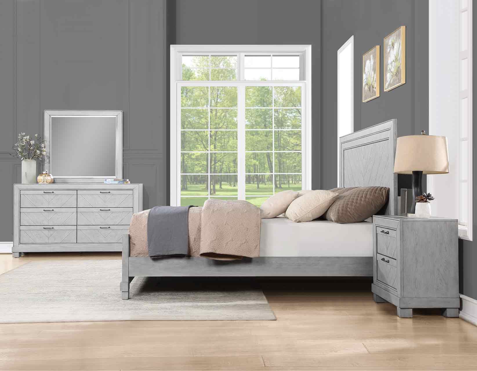 Crazy Low Price - Montana Gray Queen or King 4 Piece Bedroom Set by Steve Silver