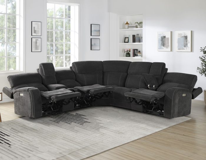 Seattle 3-Piece Dual-Power Reclining Sectional w/Dual Wireless-Charging Consoles by Steve Silver