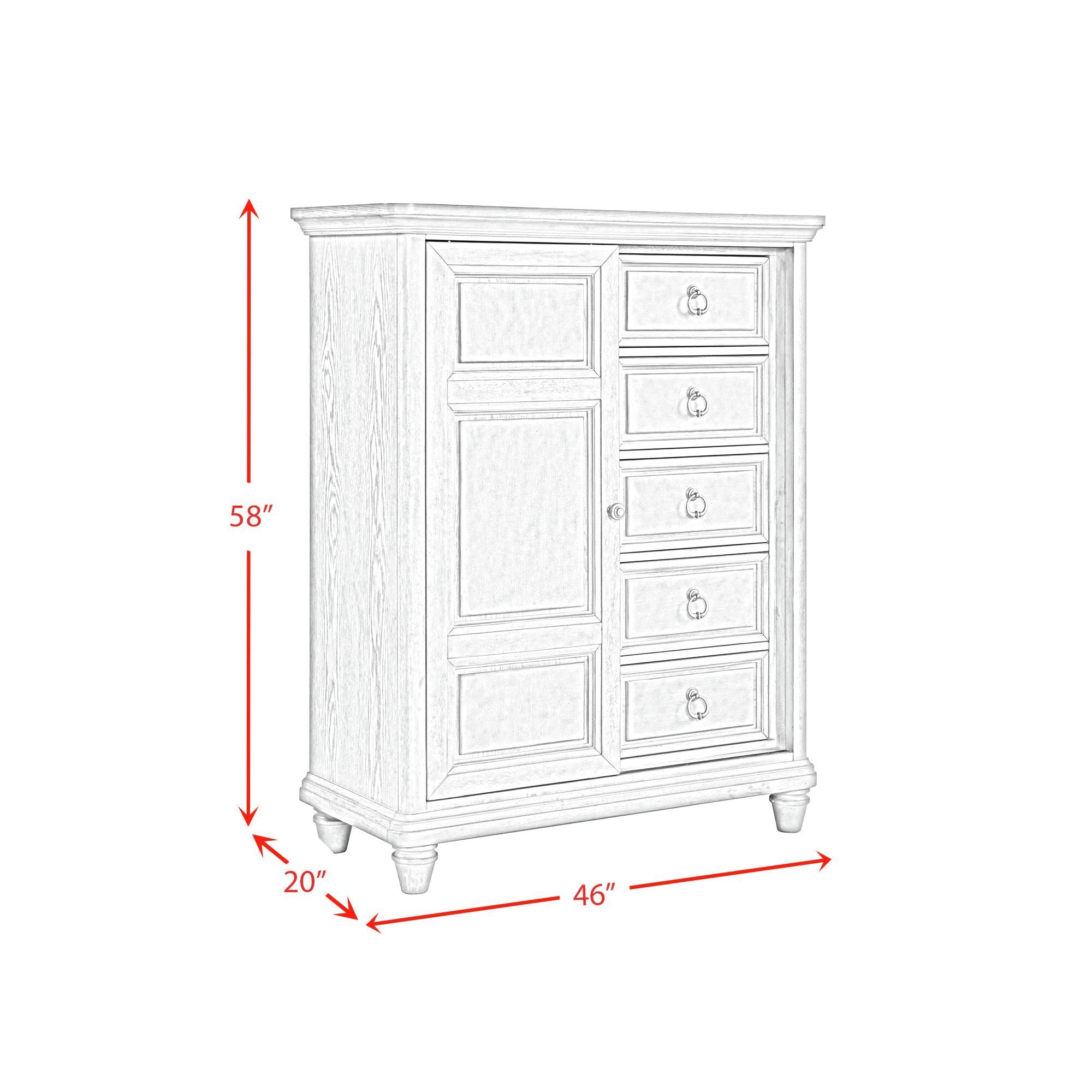 Whit-Ash - 5-Drawer Door Chest - Light Gray