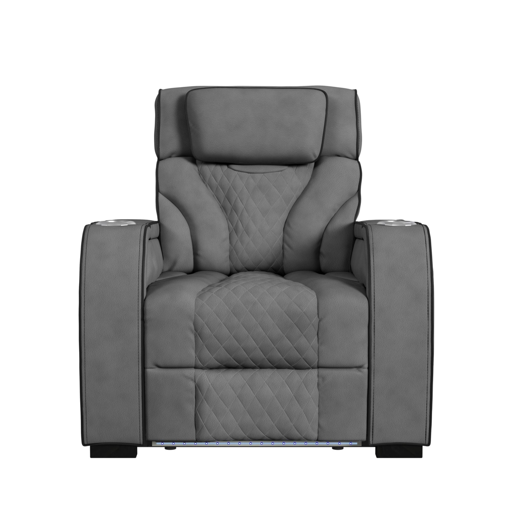 Blitz - Motion Recliner With LED - Simba Slate And Black Welt