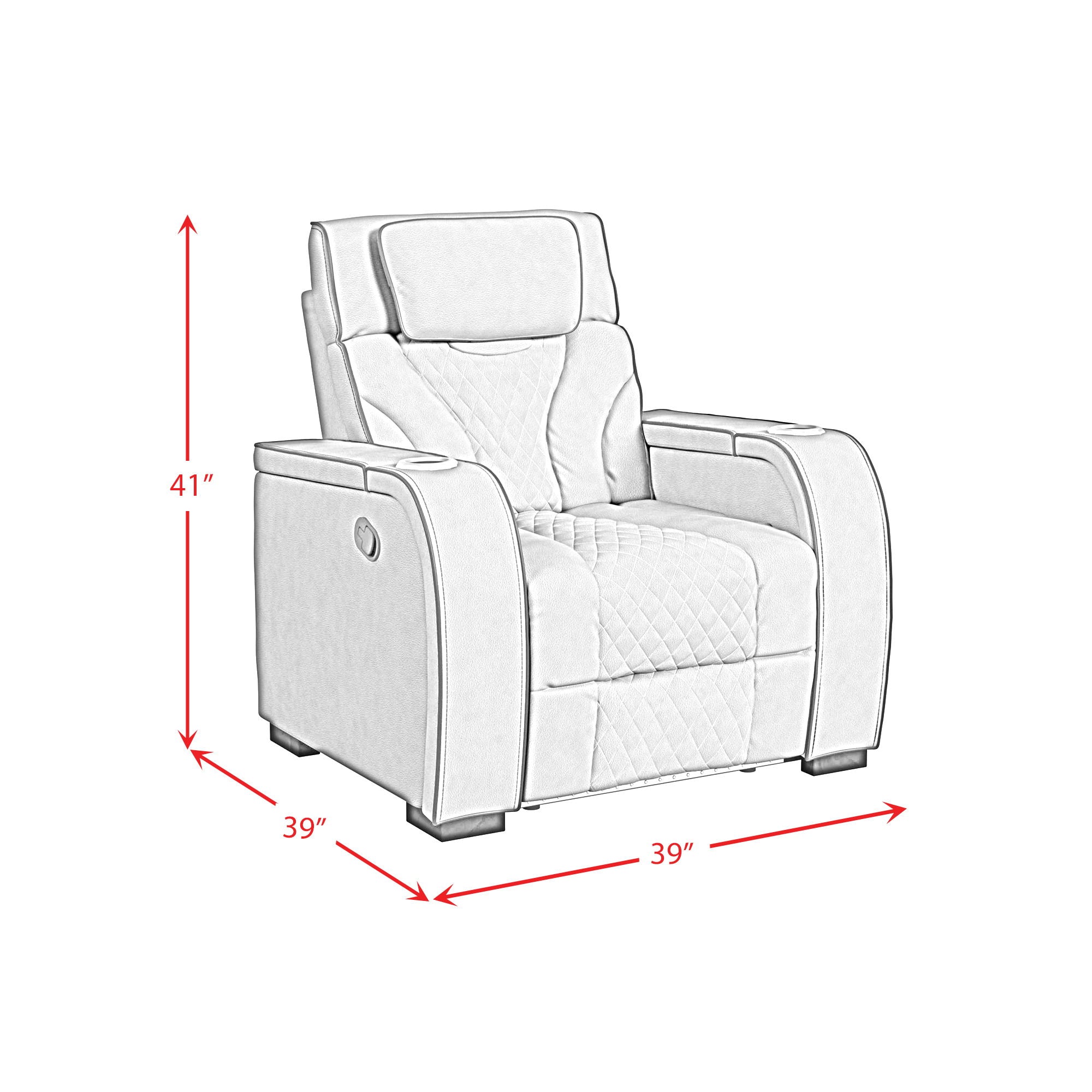 Blitz - Motion Recliner With LED - Simba Slate And Black Welt
