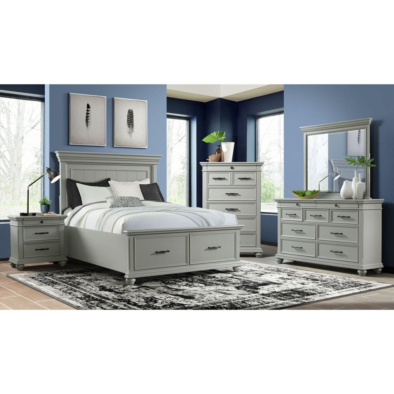 Slater White Queen or King 6 Piece Storage Bedroom Collection from Elements