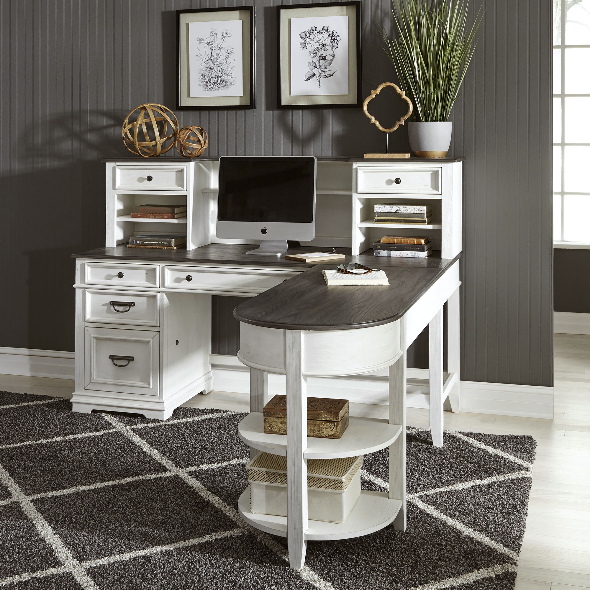 Allyson Park - L Shaped Desk With Hutch - White