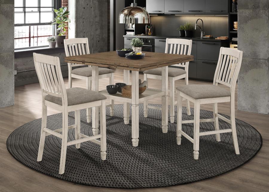 Sarasota 5-piece Round Counter Dining Set Nutmeg and Rustic Cream 192818-S5