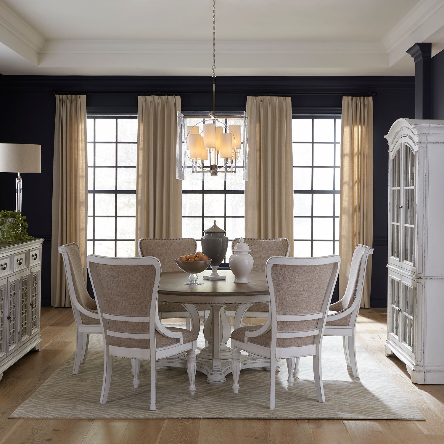 Magnolia Manor 7 Piece 72 in Round Pedastel Table Set SKU: 244-DR-7RPS by Liberty Furniture