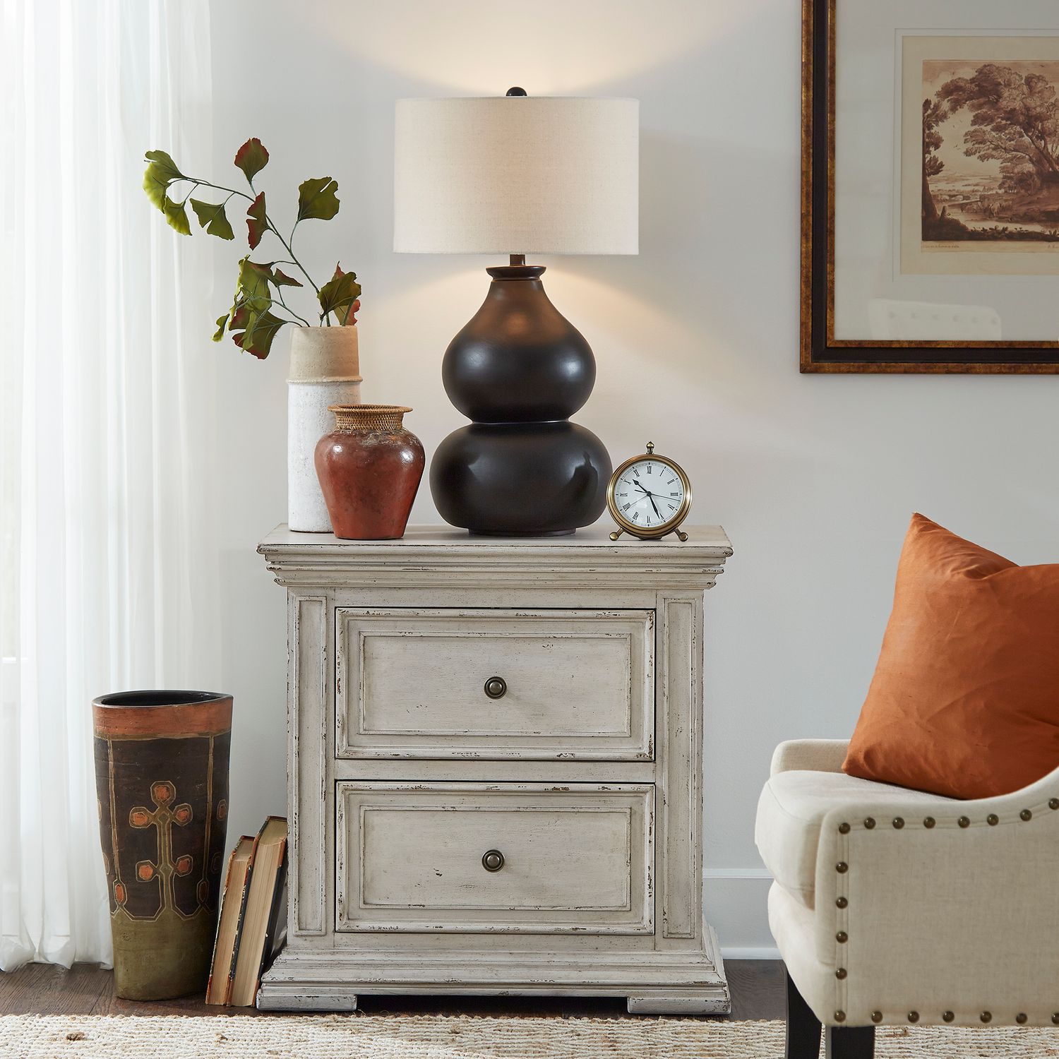 Crazy Low Price - Big Valley 361W-BR Queen or King 4 Piece Bedroom Set By Liberty -White Stone Distressed Finish