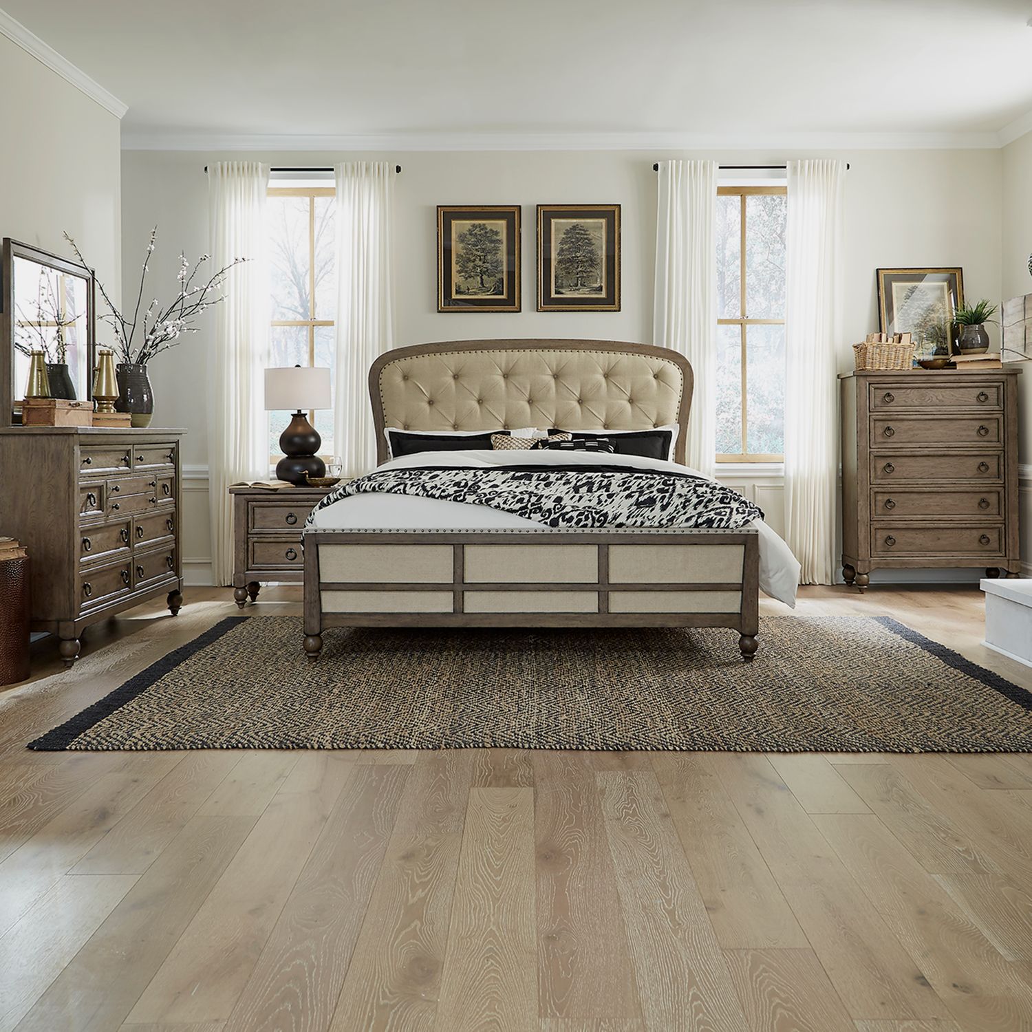 Americana Farmhouse 615-BR Tufted Panel Shelter Bedroom Collection from Liberty Furniture