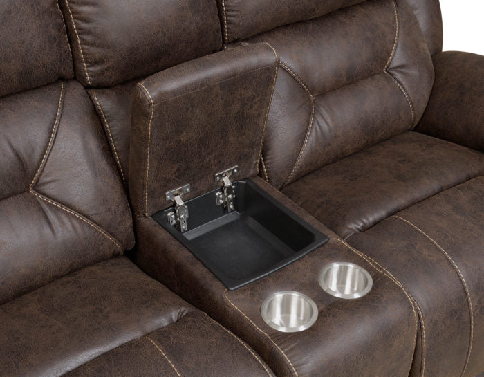 Aria 3-Piece Dual-Power Reclining Sectional, Saddle Brown from Steve Silver