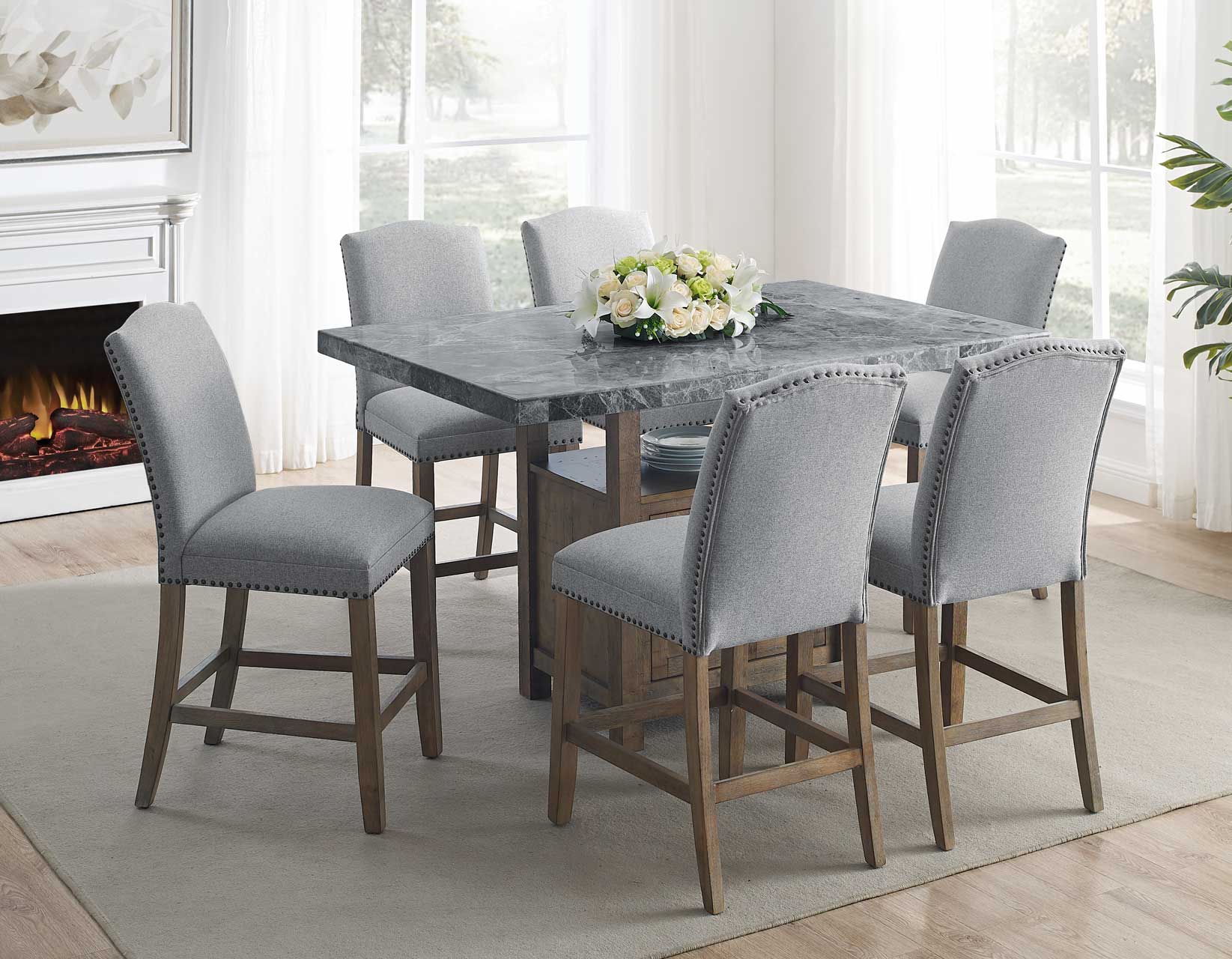 Grayson Marble Top Counter Storage Dining Collection by Steve silver