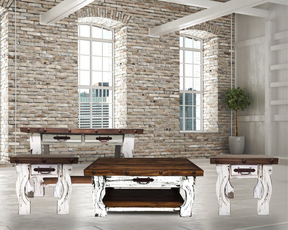 Concho White Coffee, End and Sofa Tables