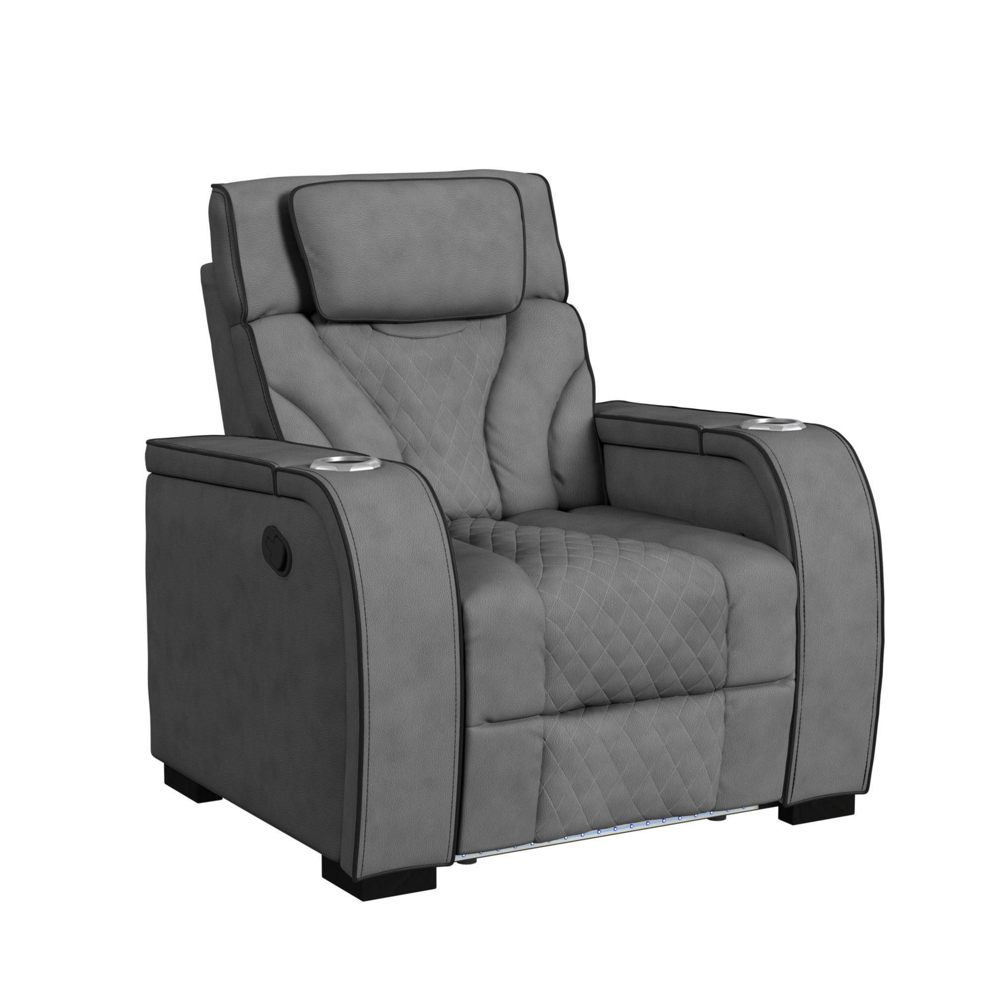Blitz - Motion Recliner With LED - Simba Slate And Black Welt
