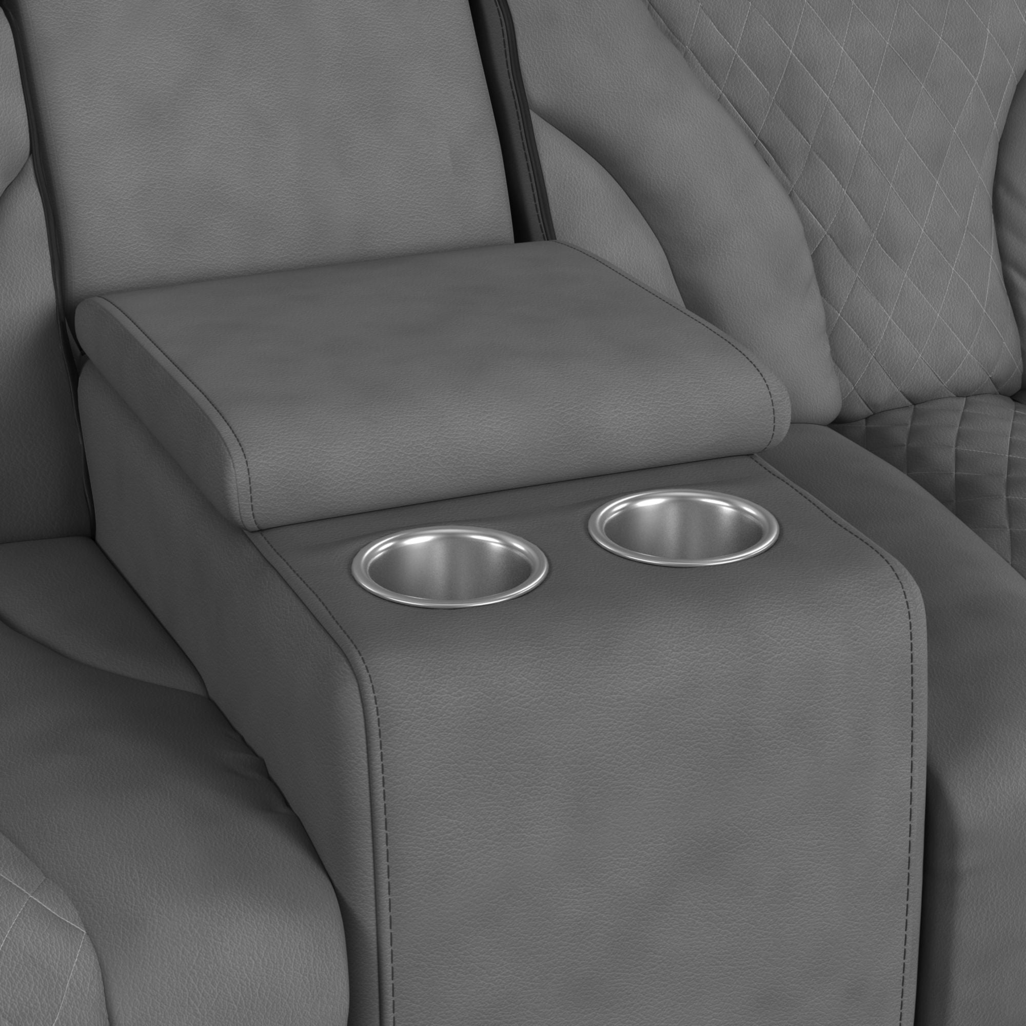 Blitz - Motion Loveseat With Console, And LED - Simba Slate And Black Welt