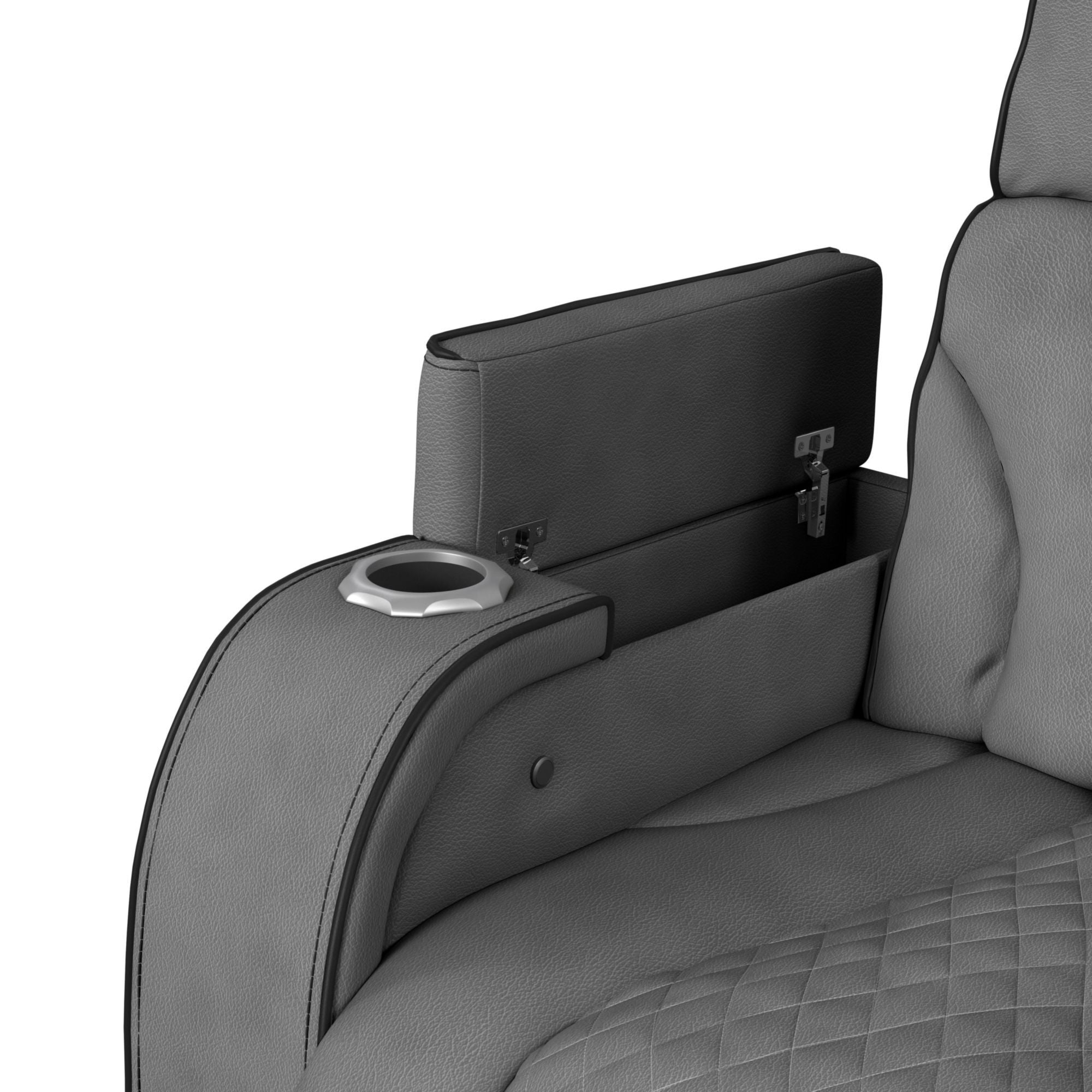 Blitz - Motion Loveseat With Console, And LED - Simba Slate And Black Welt