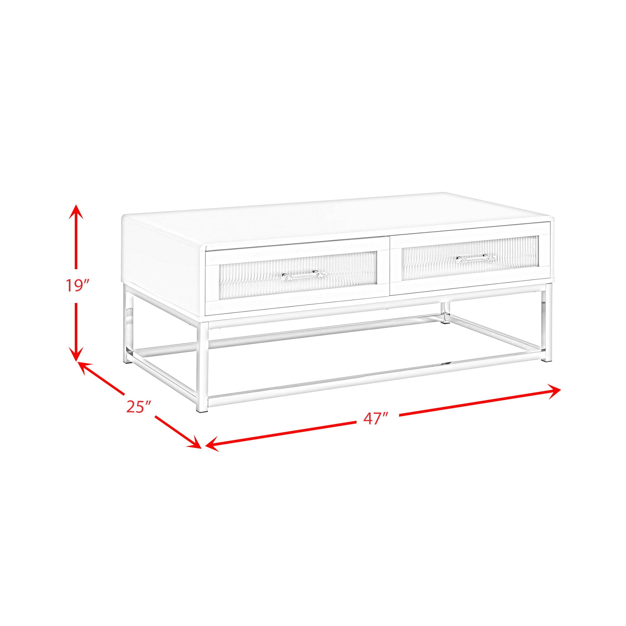 Chandra - Coffee Table With LED And Battery Pack - Glossy White