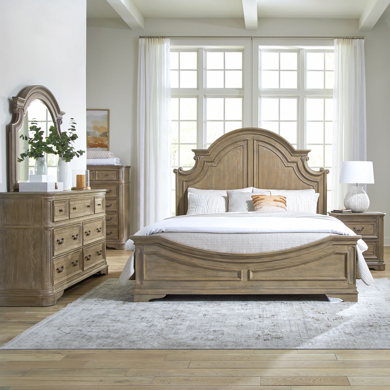 Magnolia Manor Brown Queen or King 6 piece Bedroom Set - Liberty Furniture.