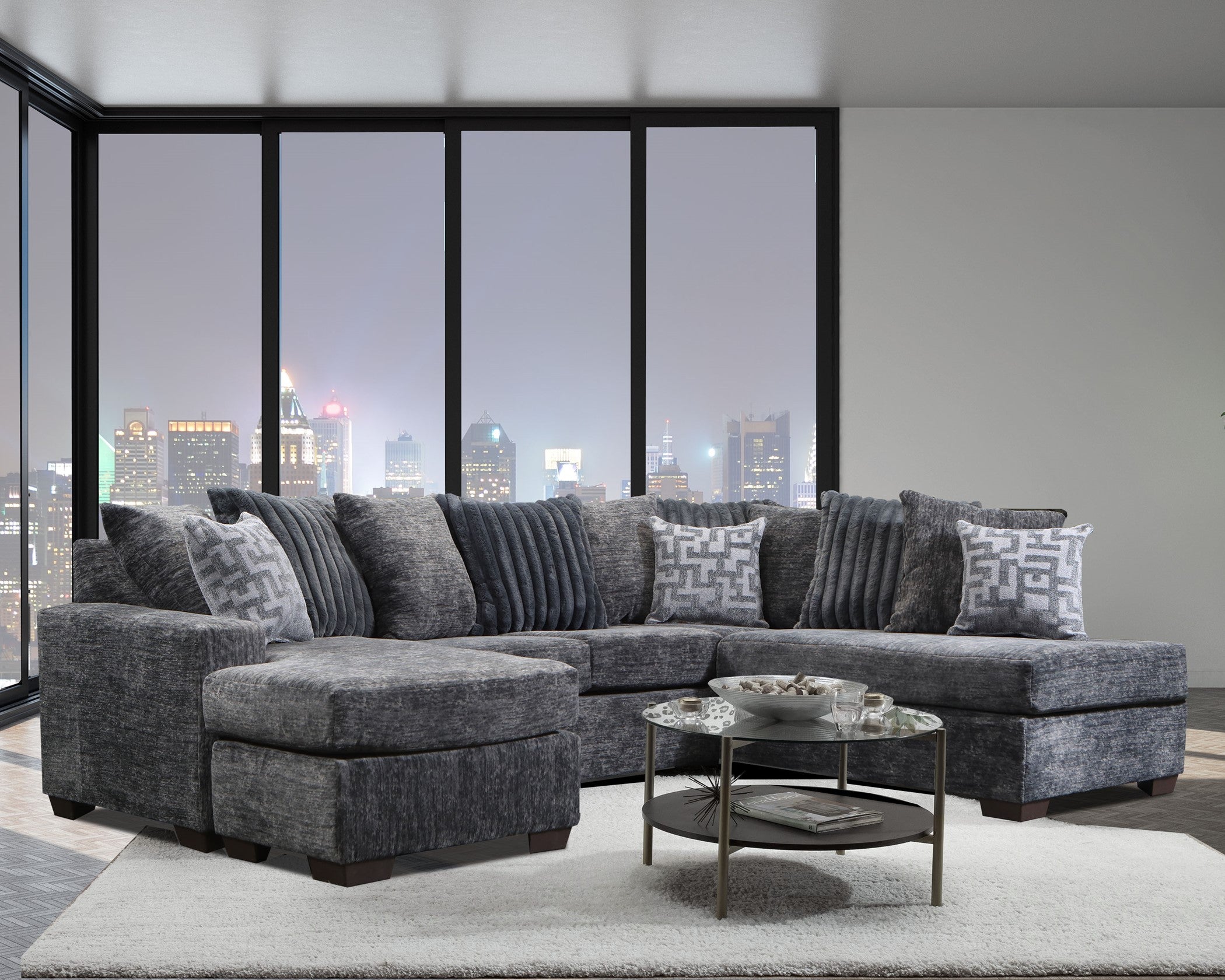 2875-07 Galactic Charcoal sectional by Delta