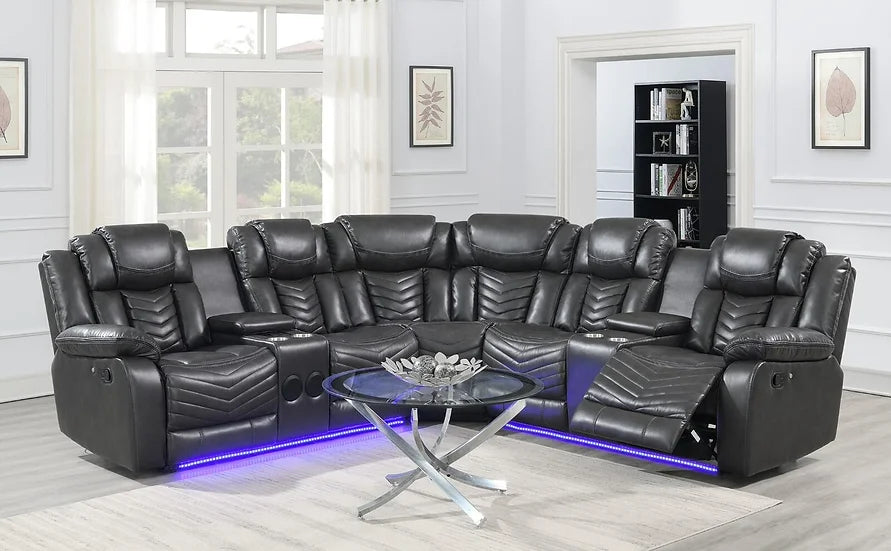S2021 Lucky Charm Sectional  Black, Grey, White or Brown Color Options