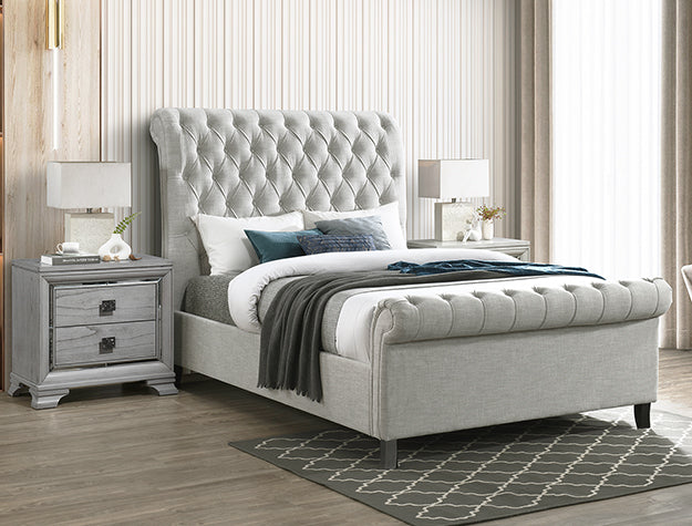 5103-ALL KATE Gray Sleigh BED King  Size from Crown Mark