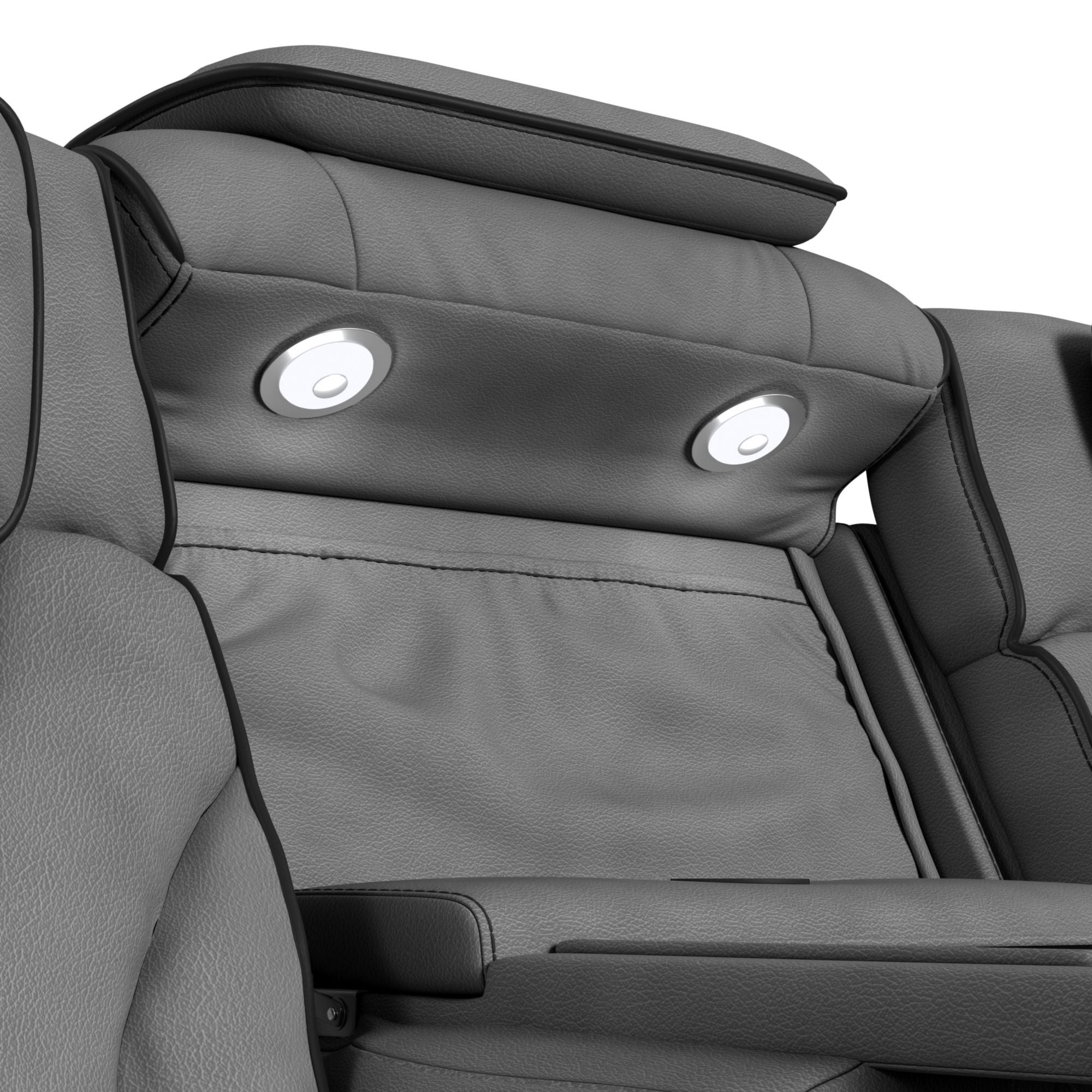 Blitz - Motion Sofa With DDT, Reading Light, Wireless Charger And LED - Simba Slate And Black Welt