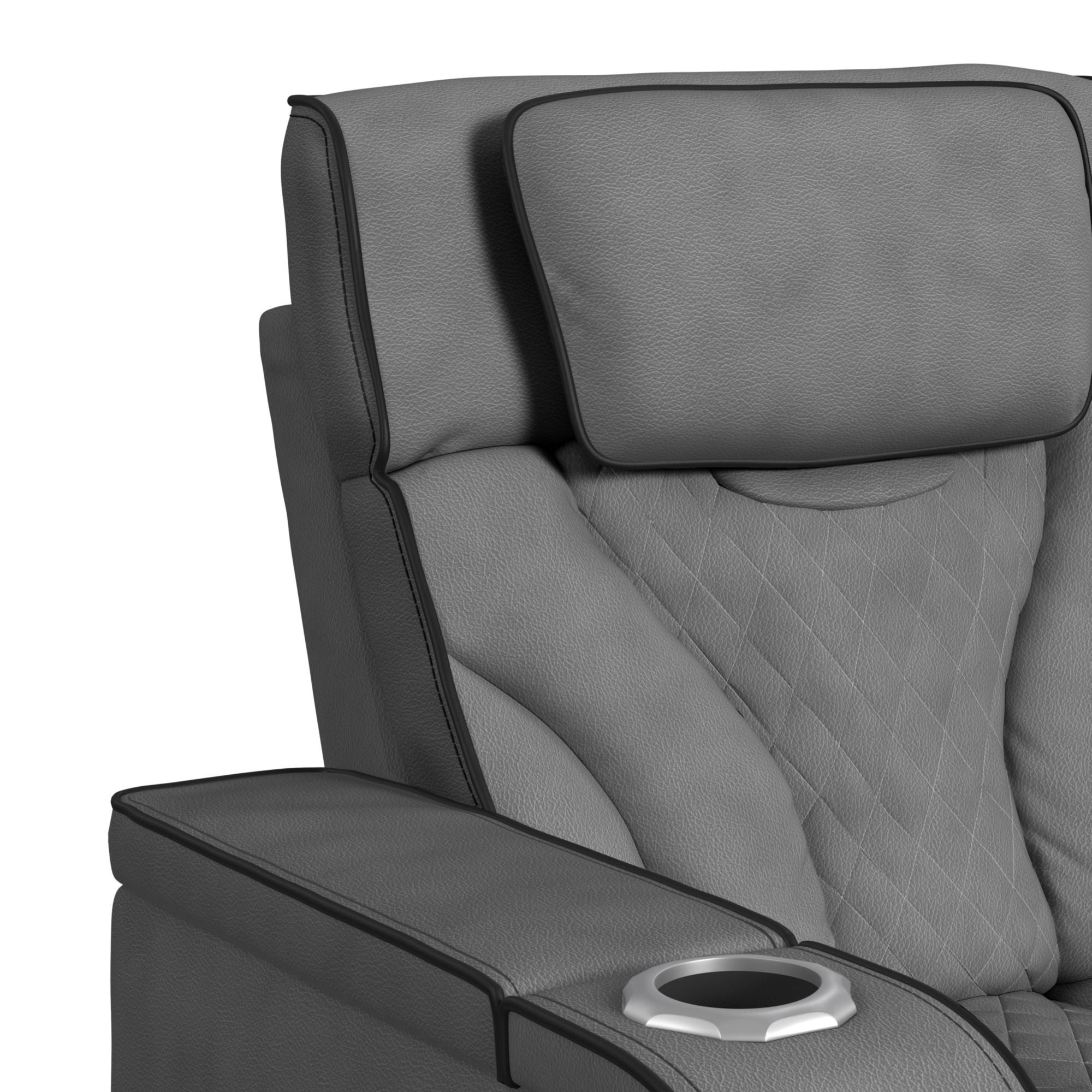 Blitz - Motion Sofa With DDT, Reading Light, Wireless Charger And LED - Simba Slate And Black Welt