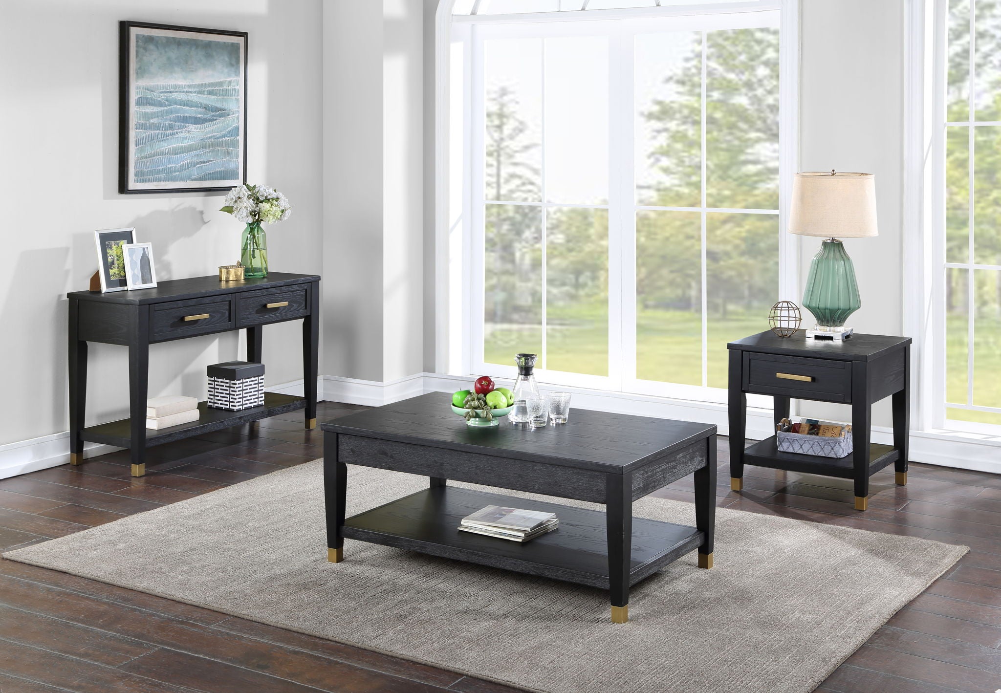 Yves - 3 Piece Occasional Table Set - Black