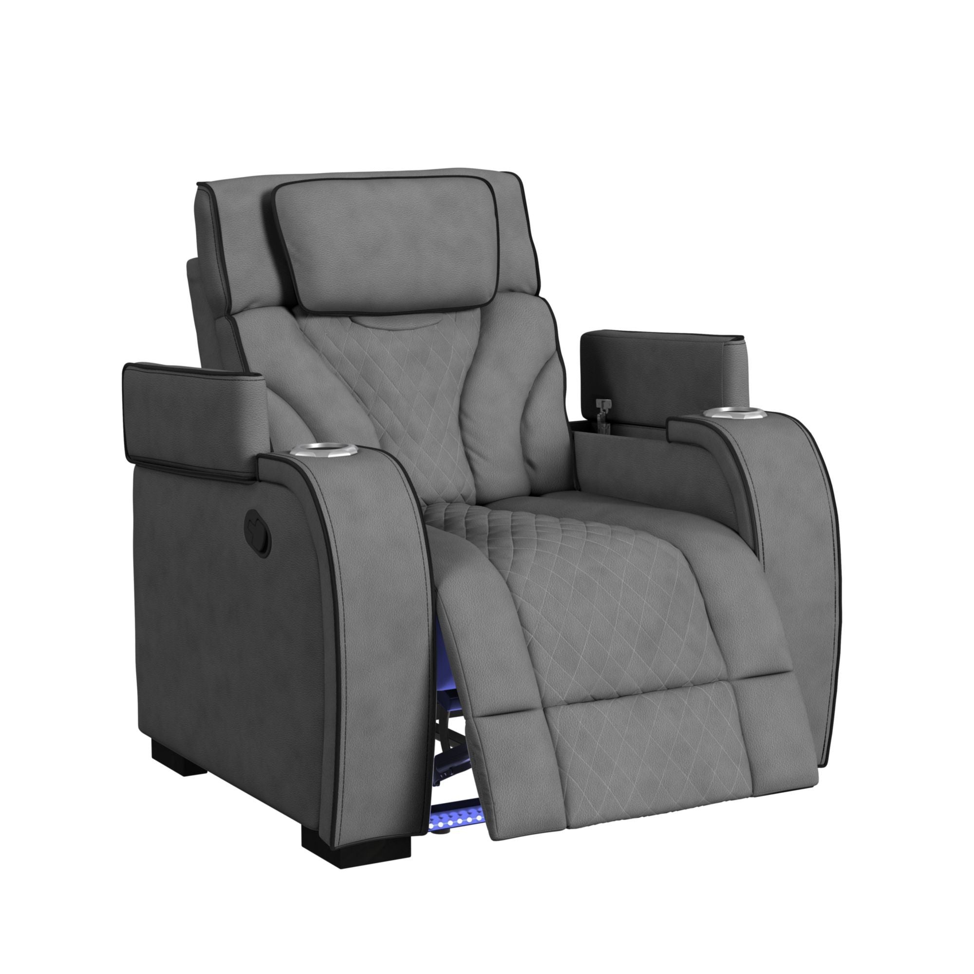 Blitz - Motion Recliner With LED - Simba Slate And Black Welt