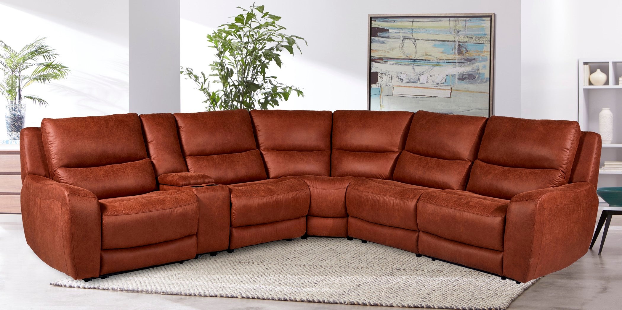 70777 TEXAS BROWN Sectional - Power Recliners on each end.