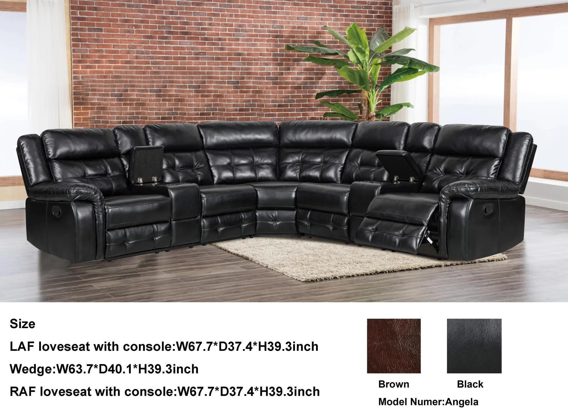Angela Manual Reclining Sectional with 2 Recliners