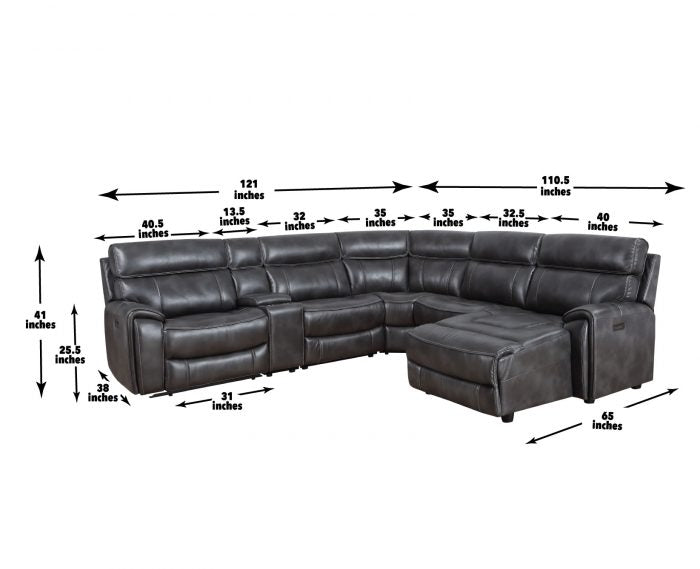 Provo Charcoal 6-Piece Dual-Power Chaise Sectional by Steve Silver