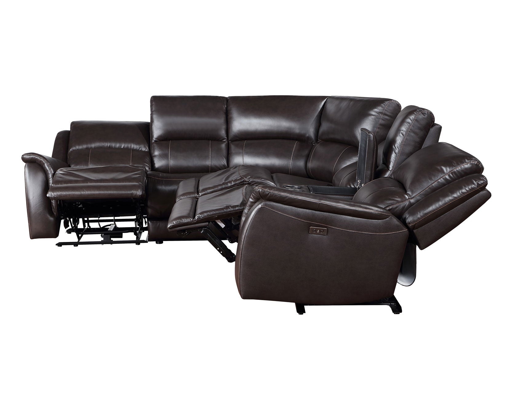Alexandria Leather 6-Piece Power Reclining Set, Chocolate by Steve Silver