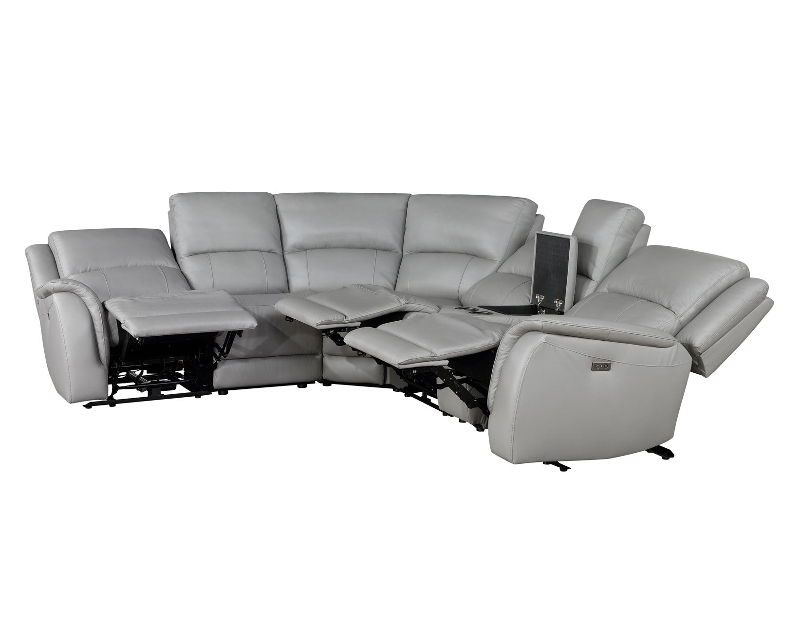 Alexandria Leather 6-Piece Power Reclining Set, Stone by Steve Silver