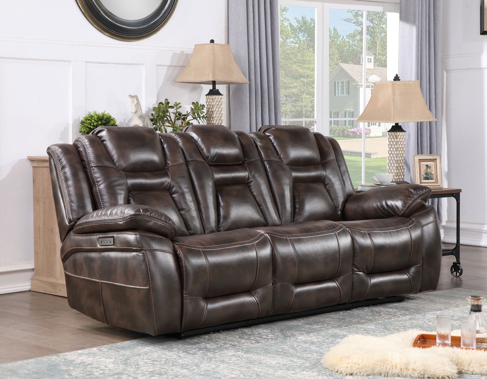 Leather loveseat best sale and recliner set