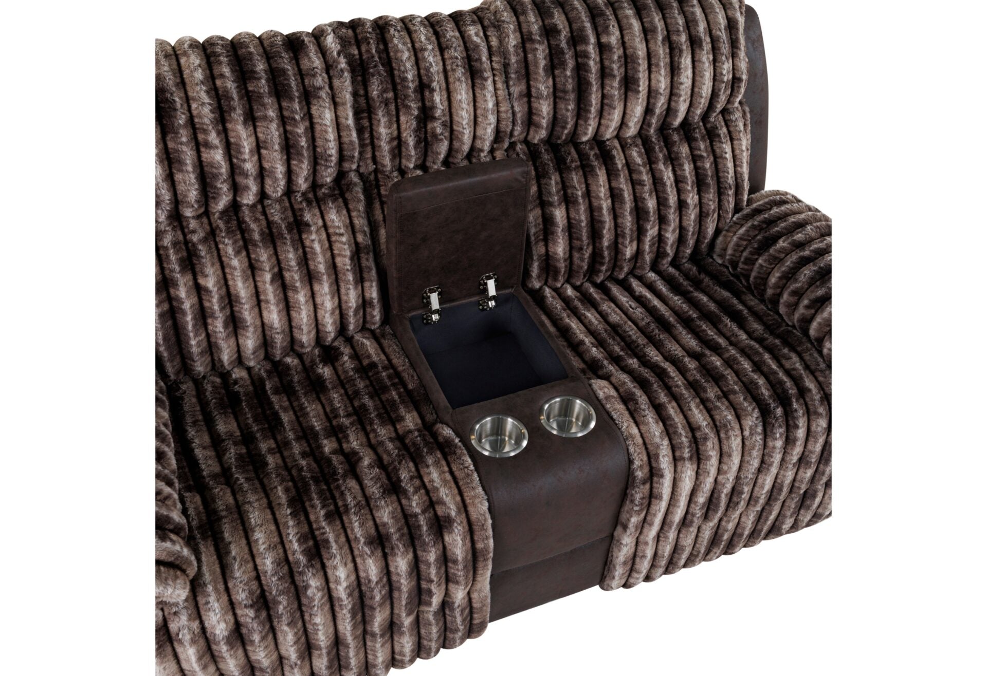 U6028 Plush Dark Brown Sofa, Love and Recliner - Manual Recline