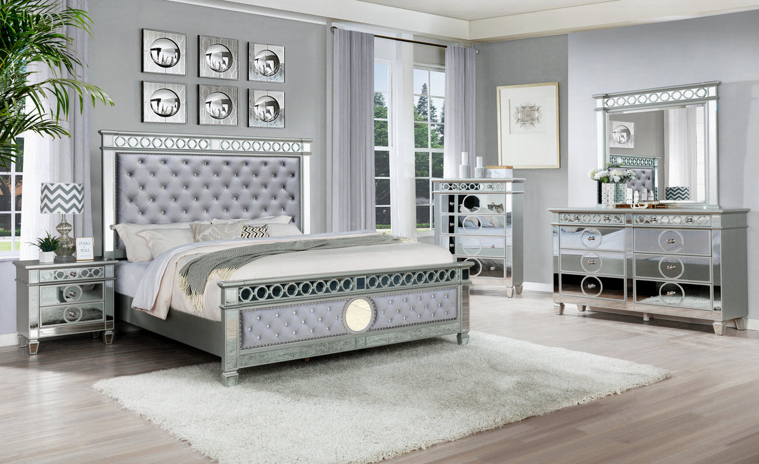 Olympia Velvet Mirrored Bedroom Collection - Grey