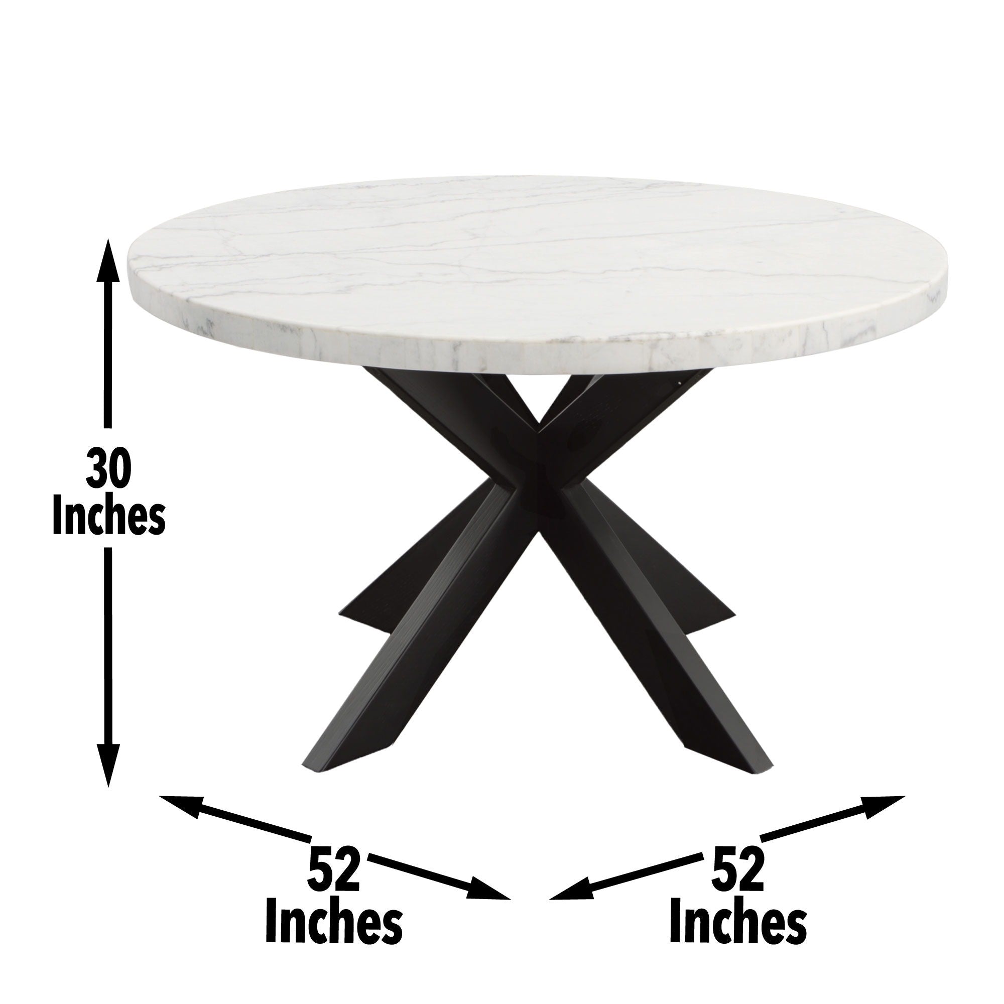 Xena - Marble Top Round Table - White / Black