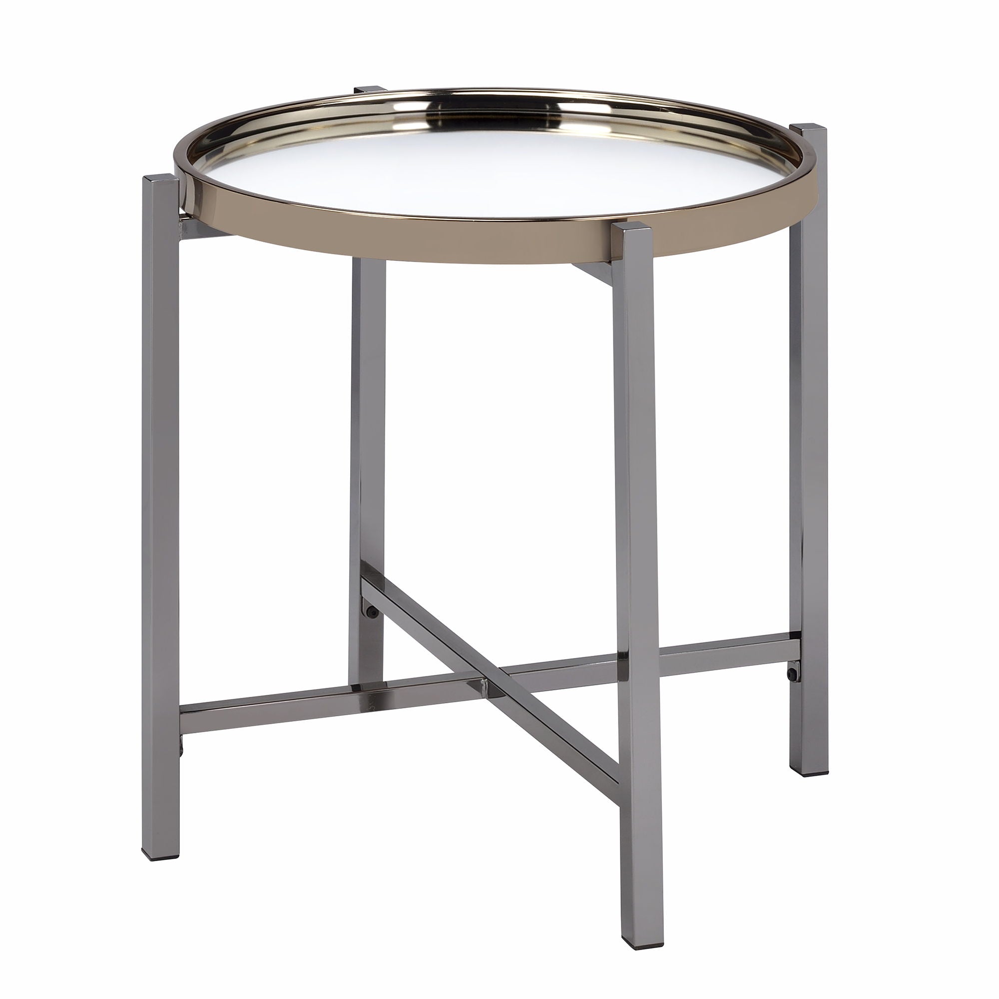 Edith - Round End Table - Dark Nickel