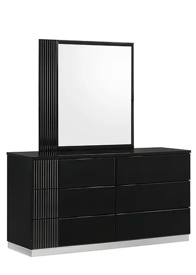 B77 Modena Gloss Black Bedroom Collection. LED Headboard