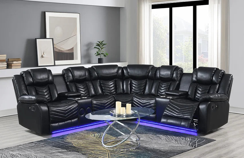 S2021 Lucky Charm Sectional  Black, Grey, White or Brown Color Options