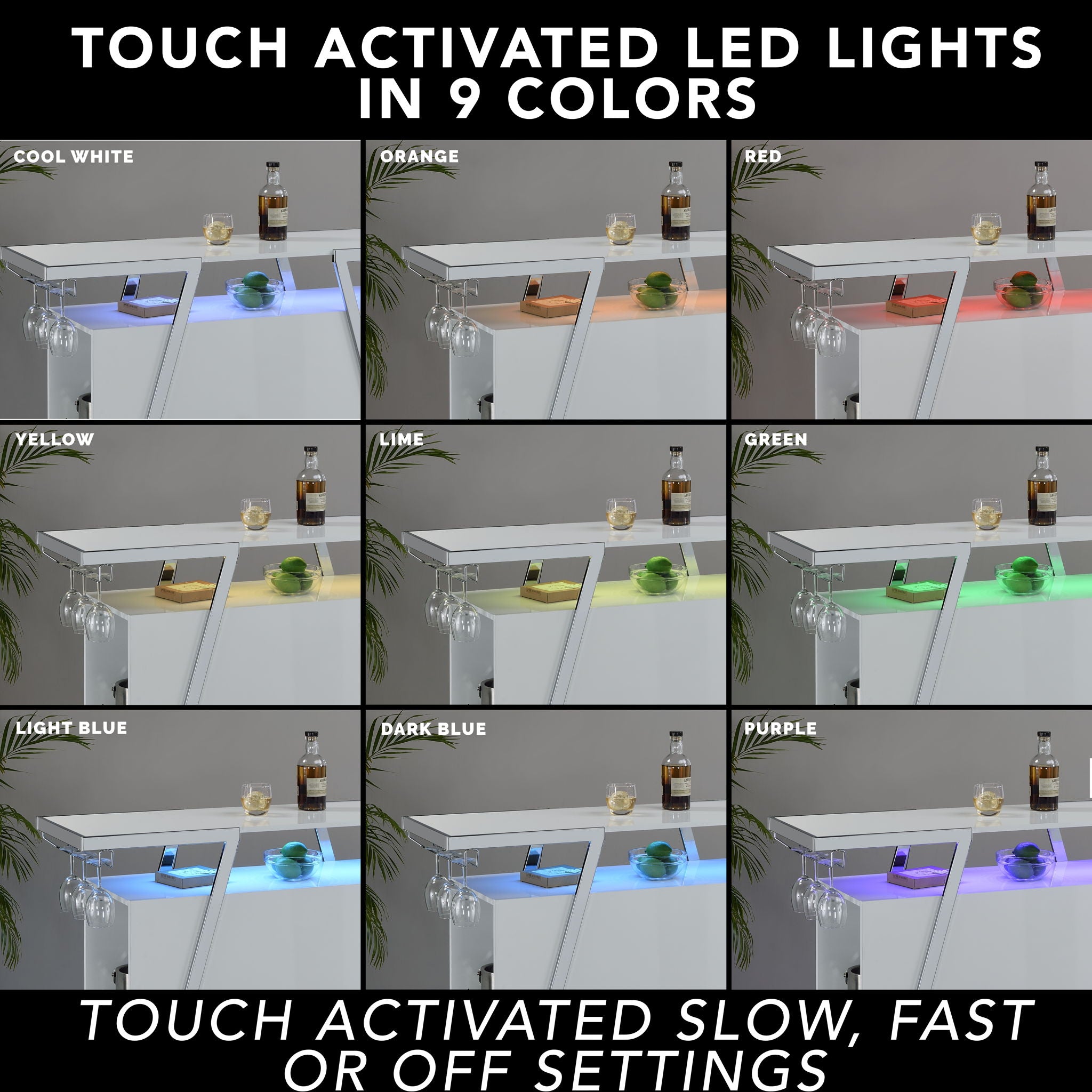 Zena - Bar With LED Lights - White