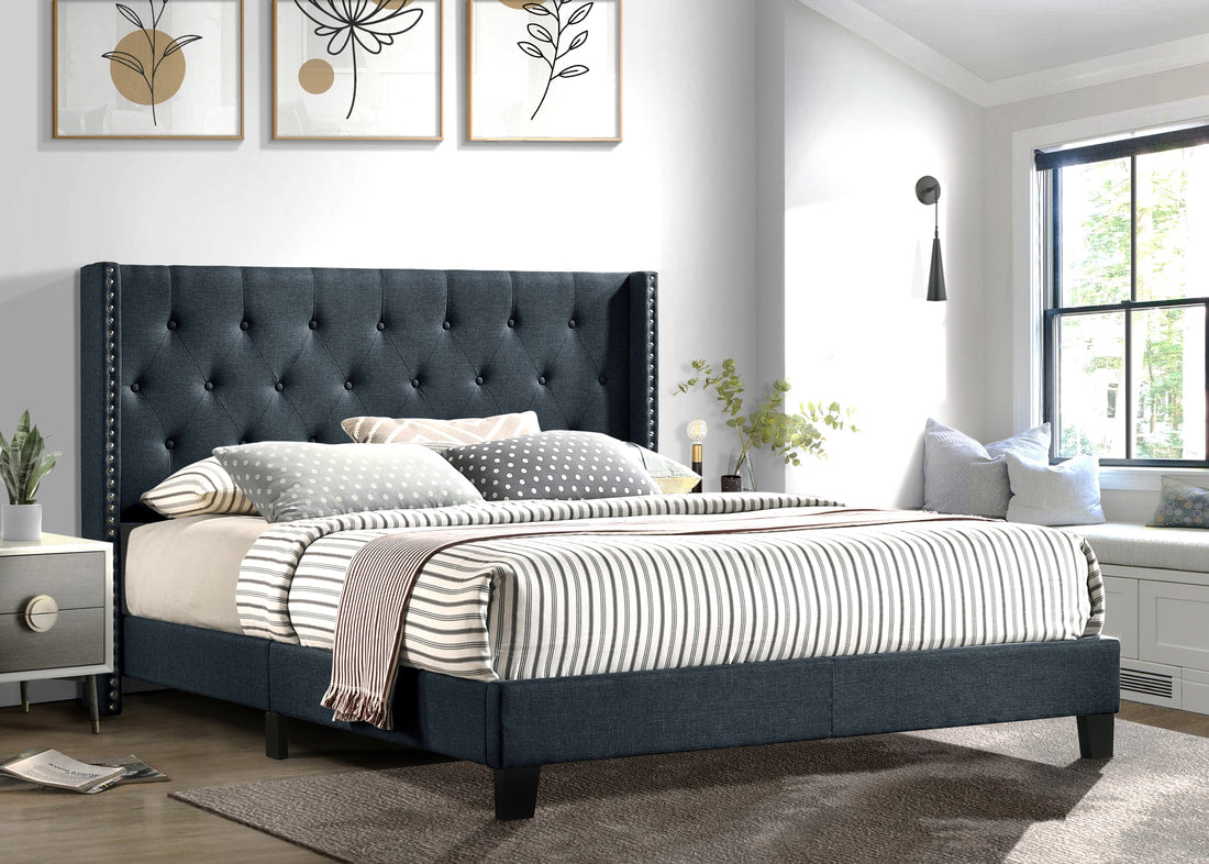 HH760 Platform Bed - Charcoal Linen